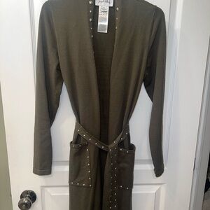 Joseph Ribkoff Olive Green Studded Cardigan